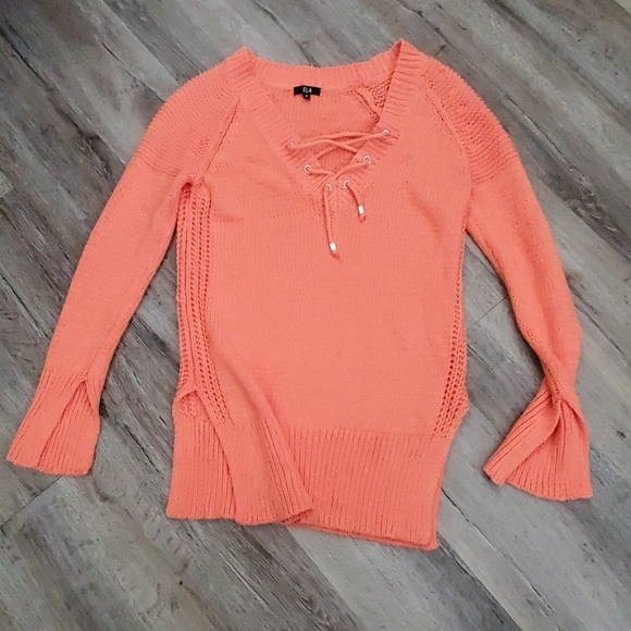 Ela Coral Color Drawstring Sweater - Picture 1 of 6